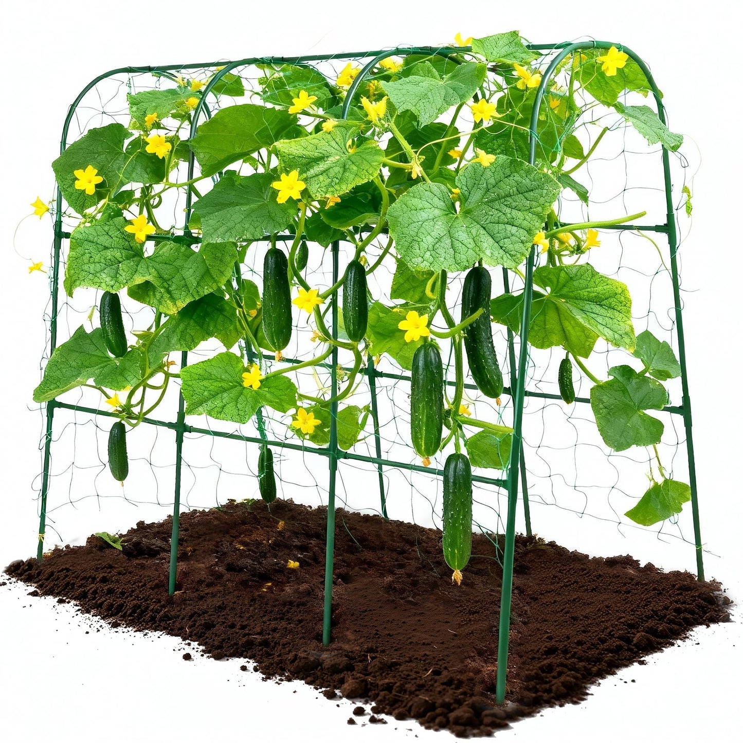 47''X47''Cucumber Trellis, Garden Trellis U-Shape Plant Support for Climbing Plants Metel Arch with Netting for Raised Garden Bed Outdoor Cucumbers, Tomatoes, Vine Climbing Plant