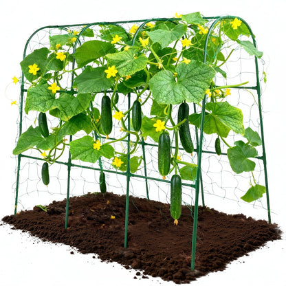 47''X47''Cucumber Trellis, Garden Trellis U-Shape Plant Support for Climbing Plants Metel Arch with Netting for Raised Garden Bed Outdoor Cucumbers, Tomatoes, Vine Climbing Plant