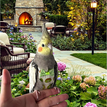 6Pcs Bird Diapers Bird Harness Flight Suits Diapers Reusable Parrot Nappy with Waterproof Inner Layer Washable Cute Urine Wet Suit Costume for Cockatiel Conure Budgie Macaw Parakeet,M