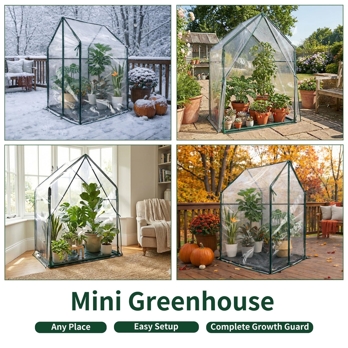 PROWORX Mini Greenhouse 36"x36"x58.5" Plant Cover Tent Seed Starting Waterproof Floor Mat Small Plant Tent for Use on Patio Balcony Porch & Indoors/Outdoors