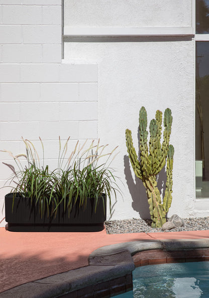 Veradek Demi Series Long Planter for Porch, Patio, Backyard | Durable Plastic-Stone Composite Material | Modern Décor for Shrubs, Flowers