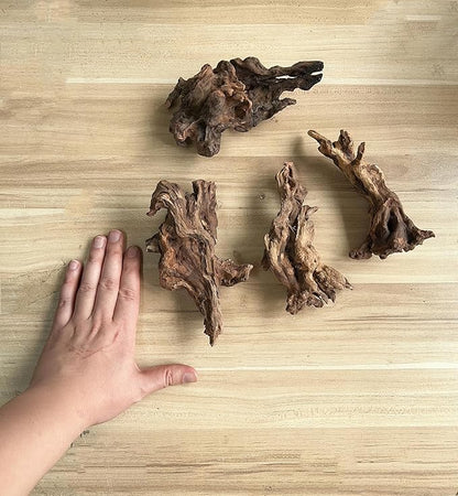 YZHZOM Small Natural Driftwood for Aquarium Styling Carefully Selected Natural Aquarium Decor Driftwood for Reptile Tank Reptile Tank Wood Decor (Driftwood 6-8inch 4pcs)