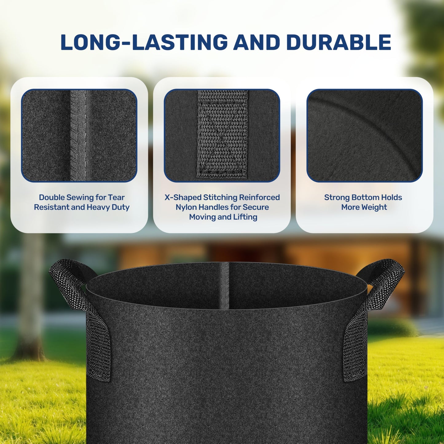 HealSmart 10 Gallon 6 Pack Nonwoven Grow Bags, Aeration Fabric Pots with Handles, Heavy Duty Garden Grow Pots for Tomato Vegetables Flowers, 6 Plant Labels, Black