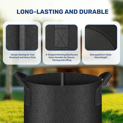 HealSmart 10 Gallon 6 Pack Nonwoven Grow Bags, Aeration Fabric Pots with Handles, Heavy Duty Garden Grow Pots for Tomato Vegetables Flowers, 6 Plant Labels, Black