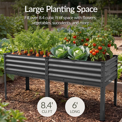 Best Choice Products 72x24x30in Non Toxic Galvanized Raised Garden Bed, Metal Elevated Planter Box, Vegetable Garden, 100% Non Toxic Materials - Charcoal