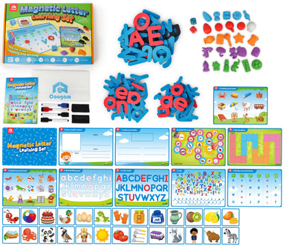 Coogam Preschool Alphabet Learning Activities, Magnetic EVA Letters Matching & Handwriting Game, Educational ABC Recognition with 6 Pattern Cards, Phonic Manipulatives Toys for Kids Age 3+