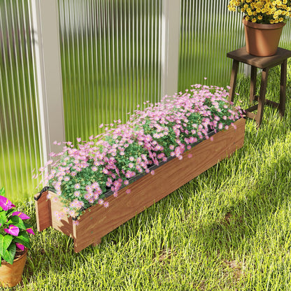 Giantex Wood Raised Garden Bed, Rectangular Planter Box w/Drainage Hole, Removable Liner for Growing Vegetable Flower Herb, Indoor Outdoor Plant Container for Backyard Deck Balcony, 36"x7"x7"