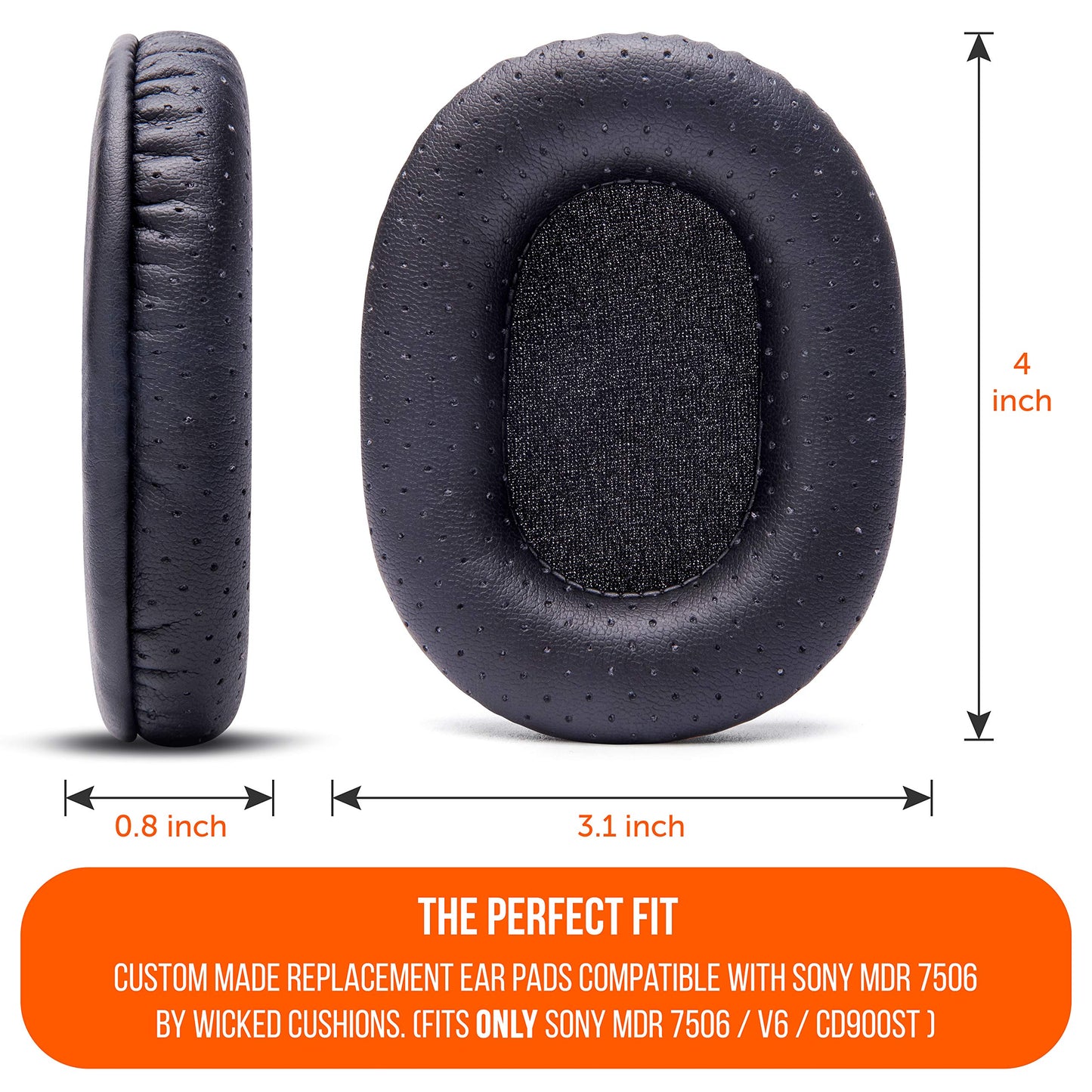 WC Wicked Cushions MDR-7506 Replacement Ear Pads - Comfortable Leather & Luxury Memory Foam | Durable & Fit MDR-7506, MDR-V6, MDR-CD900ST - Perforated Pu Leather