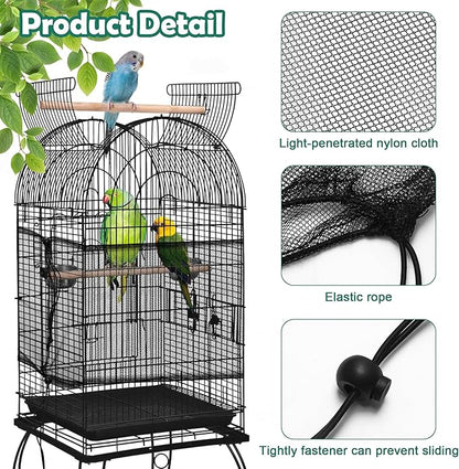 Catcan 2 Pack Bird Cage Seed Catcher Guard, Bird Cage Cover,Heavy Duty Adjustable Nylon Mesh Netting Seed Catche for Parrot Parakeet Macaw African(XL-118’’*14.9’’)
