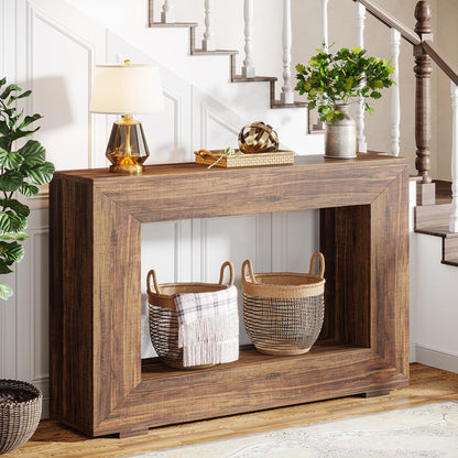 Tribesigns Farmhouse Console Table, 47 Inches Entryway Console Table with Storage, Industrial Hallway Accent Table for Living Room, Entrance