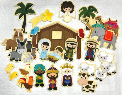 Story Time Felts Nativity Felt Board Figures Set Birth of Baby Jesus Christ Flannel Board 29 Pieces Bible (Figures & Background)