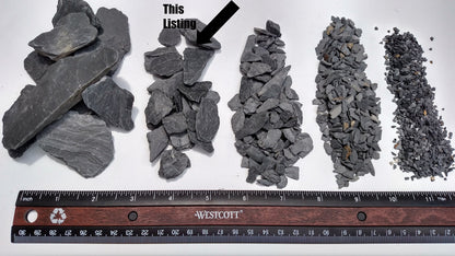 Natural Slate Stone -1/2 to 1 inch. Perfect Size for Miniature or Fairy Gardens, Aquariums, Reptiles, Terrariums, Model Railroads, Dioramas & Wargaming (1lb Grey)