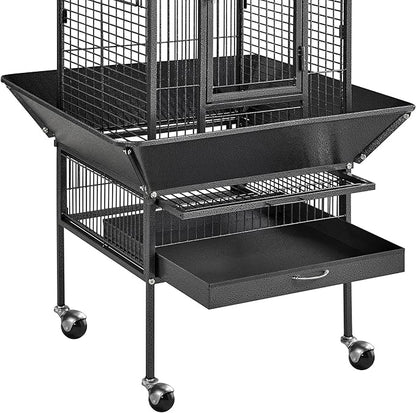 Topeakmart 61.5-inch Wrought Iron Selection Play Top Large Parrot Bird Cage, Black