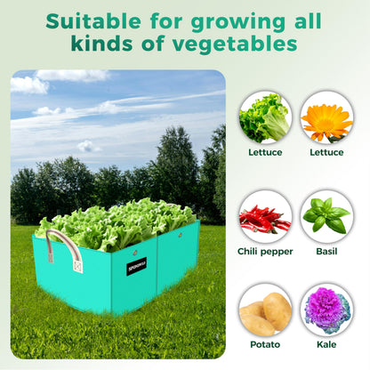 SPONDWILD Rectangle Grow Bags - 2 Pcs 10 Gallon Pots Compatible Potato Planter, PE Rectangle Planter for Growing Fruit and Vegetables, Green