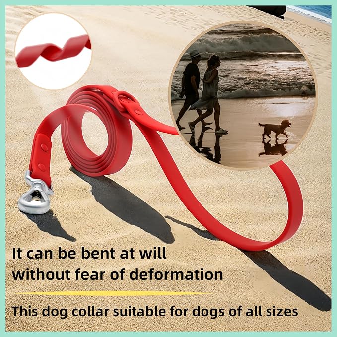 Dog Collar and Leash Set, Durable Waterproof Dog Leashes Collars, 5 Length Setting Adjustable Dog Collars for Large Medium Small Dogs (Cream, XS)