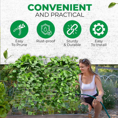 FazCo – Cucumber Trellis for Garden Raised Bed - 48" by 34" Outdoor Foldable Pea Trellis - A Frame Panel for Climbing Plants Vegetables Vines with Plant Support Clips & Staple Pins