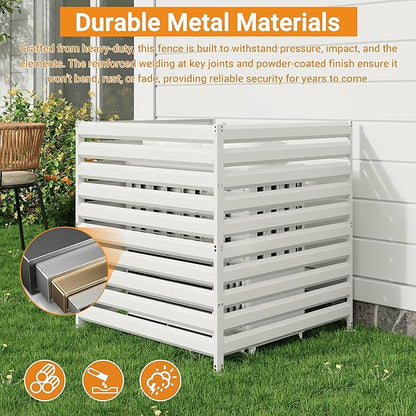 CJF Outdoor Privacy Screens, 42" H x 38" W Metal Air Conditioner Fence Panels, Pool Equipment Enclosure, Trash Can Screens Fence Kit for Outside Backyard Patio(Withe/1-Panel)