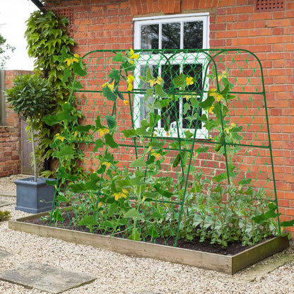 Extra Large Cucumber Trellis for Raised Bed, U-Shape Garden Trellis for Climbing Plants Outdoor,Adjustable Metal Arch Vegetables Trellis,Plant Support Garden Stakes for Vine (Green,65"x49.2"x23.6")