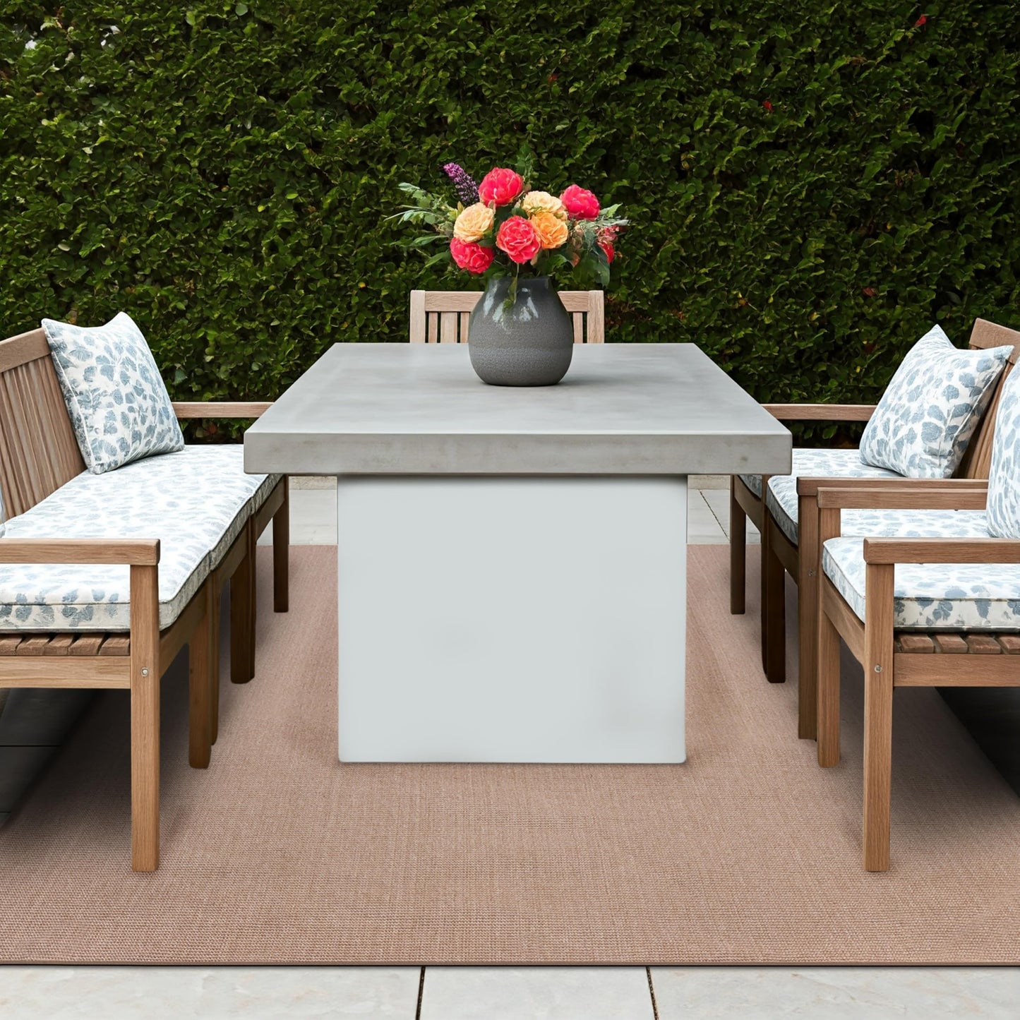 Delara Solid Indoor Outdoor Area Rug, Easy Cleaning, Non Shedding, Hose Washable, Bed Room, Living Room, Dining Room, Patio, Sustainable Rug, Recycled Polyester Rug. (Dark Beige, 5' X 8')