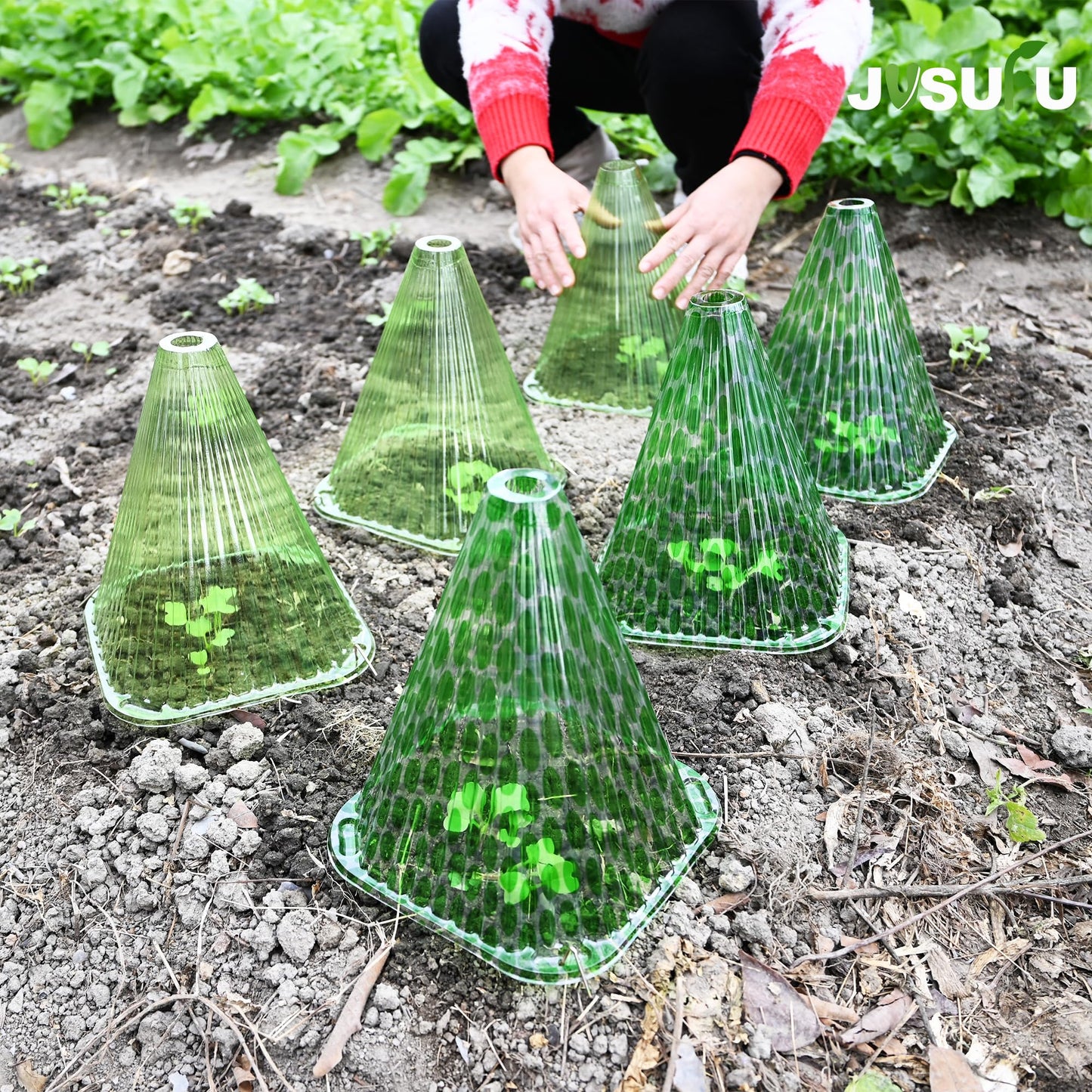 JUSUFU Garden Cloches for Plants,20 Pack Plant Covers Reusable Plant Bell Cover Protects Plants from Birds, Frost,Snails Etc.