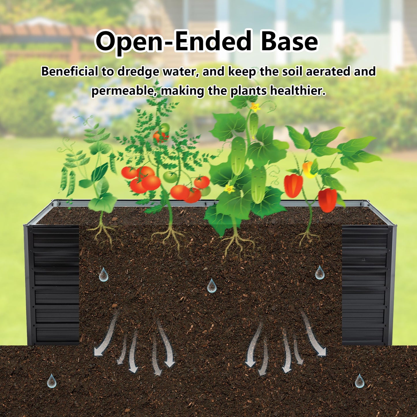 Thanaddo Galvanized Raised Garden Bed 6x3x2ft Outdoor Planter Box Galvanized Steel Garden Bed Kit for Vegetables, Flowers, Herbs and Succulents Black