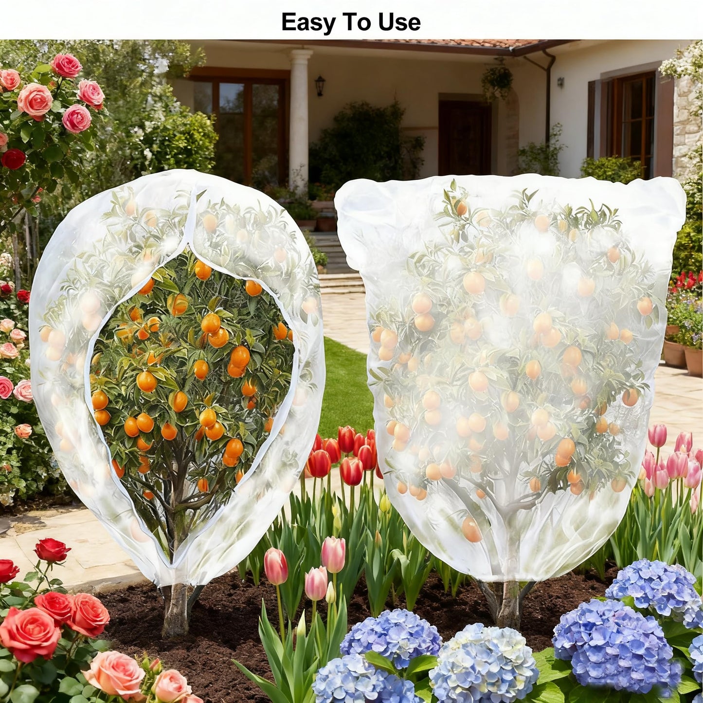 Garden Mesh Netting with Drawstring & Zipper,2PACK Pest Barrier Insect Netting Plant Mesh Cover for Vegetable Flowers Fruits Plants (2.3FTx 3.3FT+3.3FT x 4.9FT)