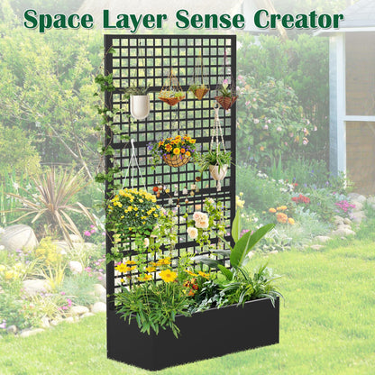 Toriexon Metal Planter Box with Trellis 47" L x 16" W x 72" H, Raised Garden Bed with Privacy Screen, Privacy Planters for Climbing Plants, Flowers, Vegetables, Fruits