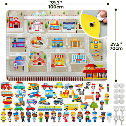 QUOKKA City Felt Board for Kids 3-5 Years Old - Social Emotional Preschool Learning Activities for Ages 3-5 - Educational Flannel Toy Speech Therapy Gift