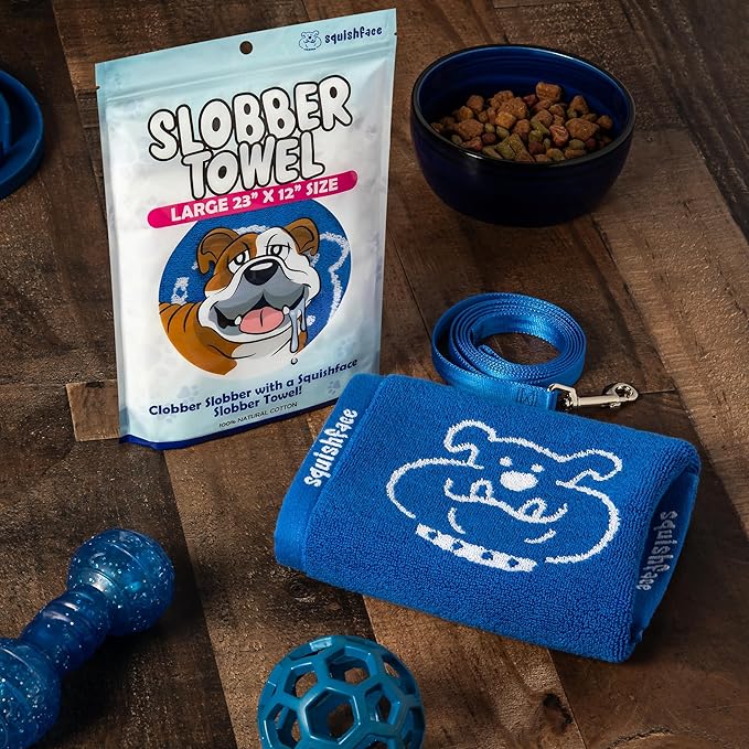 Squishface Slobber Towel – 100% Cotton Dog Drool Towel 23x12