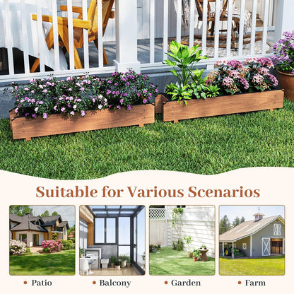 HAPPYGRILL Wooden Raised Garden Bed, Solid Wood Gardening Plant Container w/Drainage Holes for Flower Vegetable Fruit, Outdoor Elevated Planter Box for Patio Garden Yard Balcony (25”x 16”x 15”)