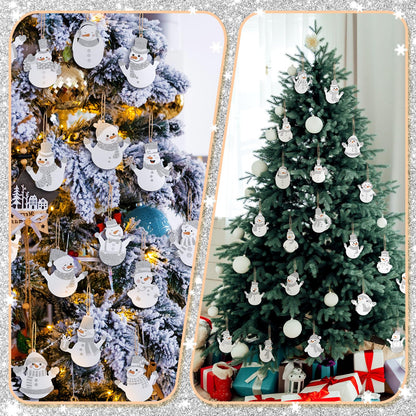MorningRo 20 Pcs Winter Snowman Hanging Ornaments Metal Tree Ornaments Winter Snowman Hanging Decoration Rustic Farmhouse Tree Decorations for Holiday Celebrations