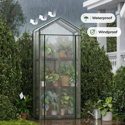 Bamworld 23 x 17 x 54-Inch Mini Greenhouses for Outdoors Portable Green House with PE Cover Sturdy Eucalyptus Wood Frame Small Greenhouse for Winter Plant Frost Protection Plant Garden Hot House