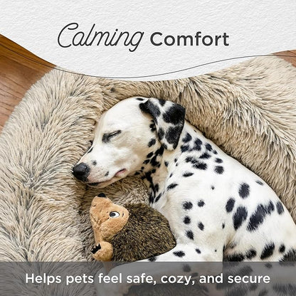 Best Friends by Sheri The Original Calming Donut Dog Bed for Small Dogs up to 25 lbs, Shag Faux Fur, Dark Chocolate, 23" x 23"
