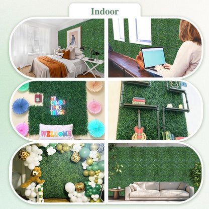 ODTORY Artificial Greenery Grass Wall Panel, 10x10 Inch 6-Pack (4.2 sqft), UV-Anti Fake Ivy Fence Privacy Screen Green Boxwood Covering for Indoor and Outdoor Home Wall Decor