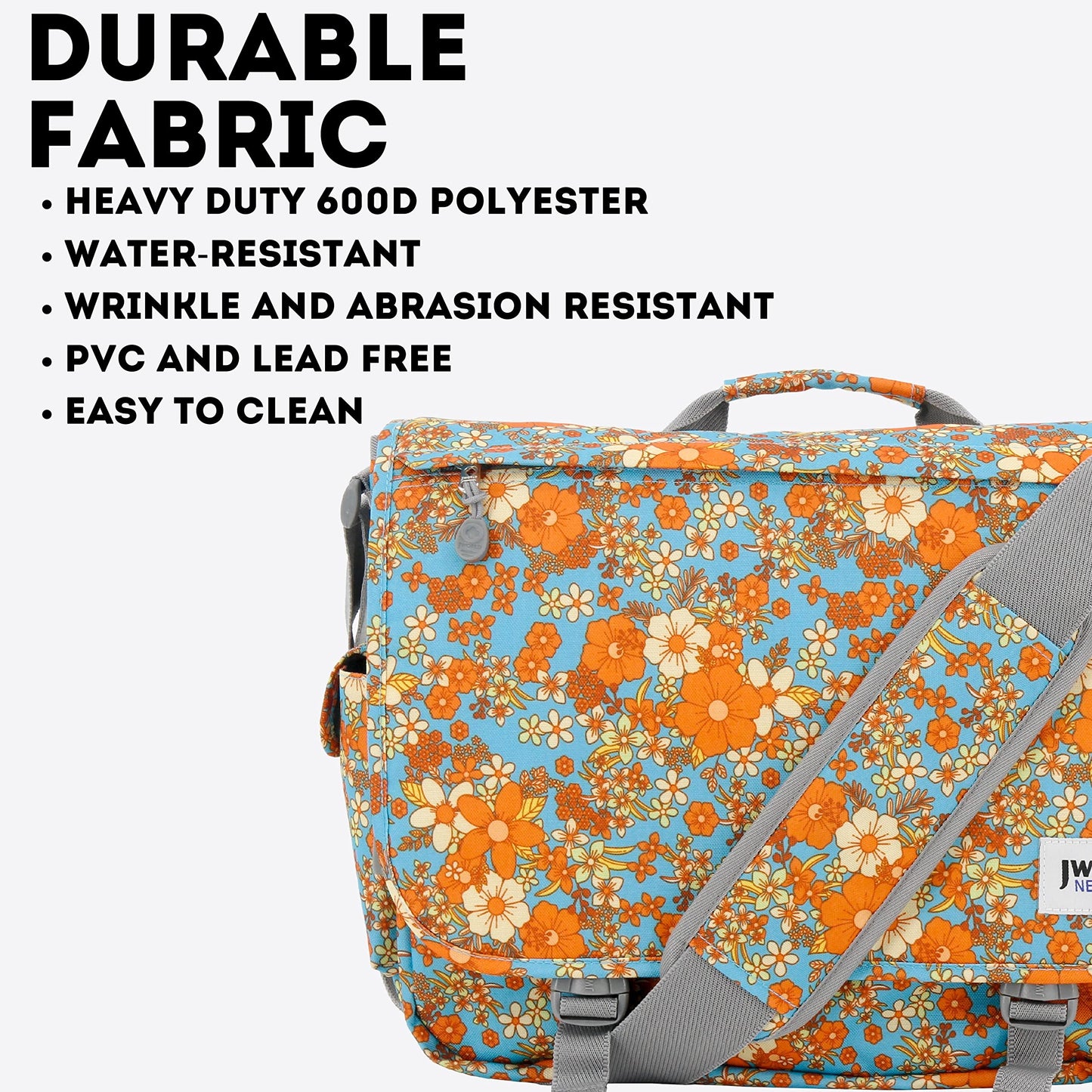 J World New York Thomas Laptop Messenger Bag for Women & Men. Girls Computer Bookbag, Retro Bloom
