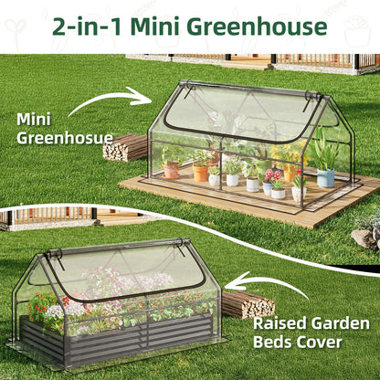 Superlele Mini Greenhouse for Outdoor, 6x3x3FT Portable Walk-in Greenhouse with 2 Large Zipper Doors, Transparent PVC Cover for Plant Protection, Ideal for Raised Garden Bed, Spring Gardening