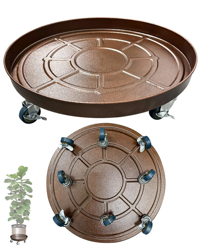 Tadpolebaby Heavy Duty Plant Caddy with Solid Rubber Wheels, Lockable, Increased Load Capacity, One-Minute Installation, Suitable for Indoor, Outdoor, Patio, Garden Settings, 20 Inches 2PACK, Bronze