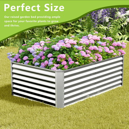 Ayen Guard 2PCS 4x2x2FT Galvanized Raised Garden Bed,Galvanized Planter Boxes Outdoor, Large Metal Raised Garden Beds for Vegetables-Silver