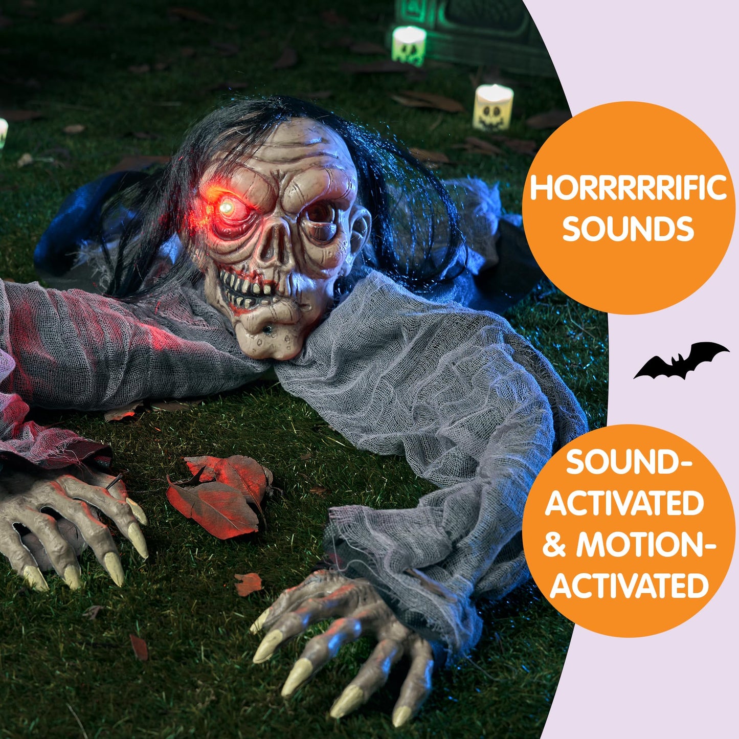 JOYIN Halloween Decorations Outdoor Zombie Groundbreaker with Decayed Face and Flash Eyes, Halloween Outside Decorations Scary Zombies Prop for Yard Graveyard Lawn Cemetery Decor