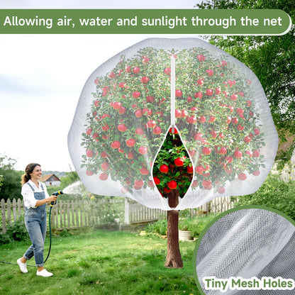 TMFsode 2Pcs Fruit Tree Netting with Zipper and Drawstring, 10Ft x 10Ft Blueberry Bush Netting, Protective Garden Mesh Covers for Tomatoes, Fruit Tree, Flowers, Vegetables
