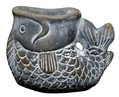 Classic Home and Garden Cement Buddies Animal Planter - Cute Desk Decoration - UV Coated Animal Vase w/Removable Drain Plug -Succulent Planter for Indoor/Outdoor Use (Largemouth Bass, Bronze, Small)