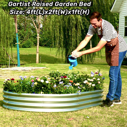 Gartist 2 pcs 4×2×1 ft Raised Garden Bed for Outdoor, Easy Assembly Galvanized Planter Box for Vegetables, Flowers & Herbs