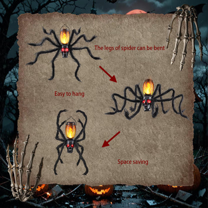 Halloween Skull Flame Lights with 8 Spider Tentacles 2 Pack- Solar Powered Outdoor Lighting Decoration for Halloween Parties, Gardens, and Haunted Displays (Orange, 2 Pack)