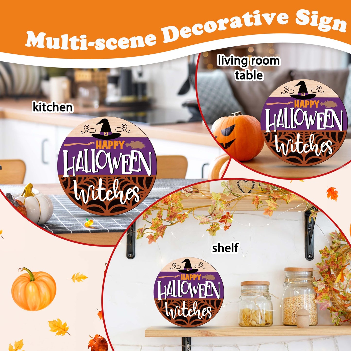 Beshoul Halloween Desk Decorations for Home, Witch Hat Gifts for Women Friends Coworkers, Web Witches Table Decor for Bedroom Living Room Bathroom - D03
