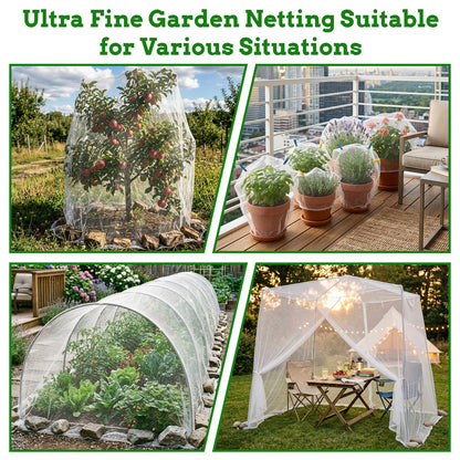 Ultra Fine 10'x20' Garden Netting,Pest Barrier & Bird Netting, Plant Mesh Net Row Cover for Garden,Greenhouse,Patio,Raised Beds, Protecting Vegetables, Flowers, Trees