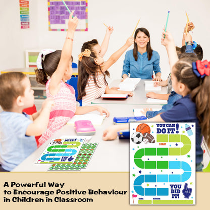 10 Sports Reward Chart with 216 Round Stickers, Incentive Behavior Chart for Kids at Home Classroom, Kids Routine Daily Chore Sticker Chart-A14