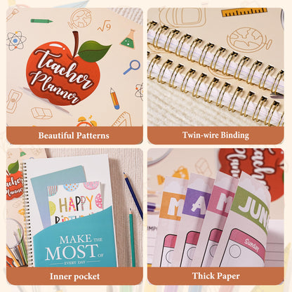 Teacher Planner - Undated Teacher Planner 9''x11'', Undated 2026-2027 Teachers Lesson Planners/Plan Book/Calendar Planners with Stickers, Schedules, Calendars and Inner Pockets