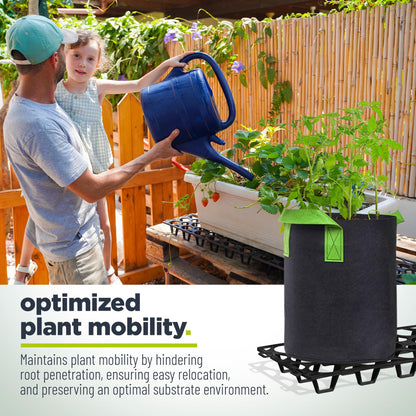 Plant Stand Outdoor – Modular Plant Riser 5 Pack for Pots, Planters & Grow Bags | Heavy-Duty UV-Resistant Elevated Pot Stand for Drainage, Airflow, Root Health & Cleaner Patios – 19.7x7.5x2.4 in (Black)