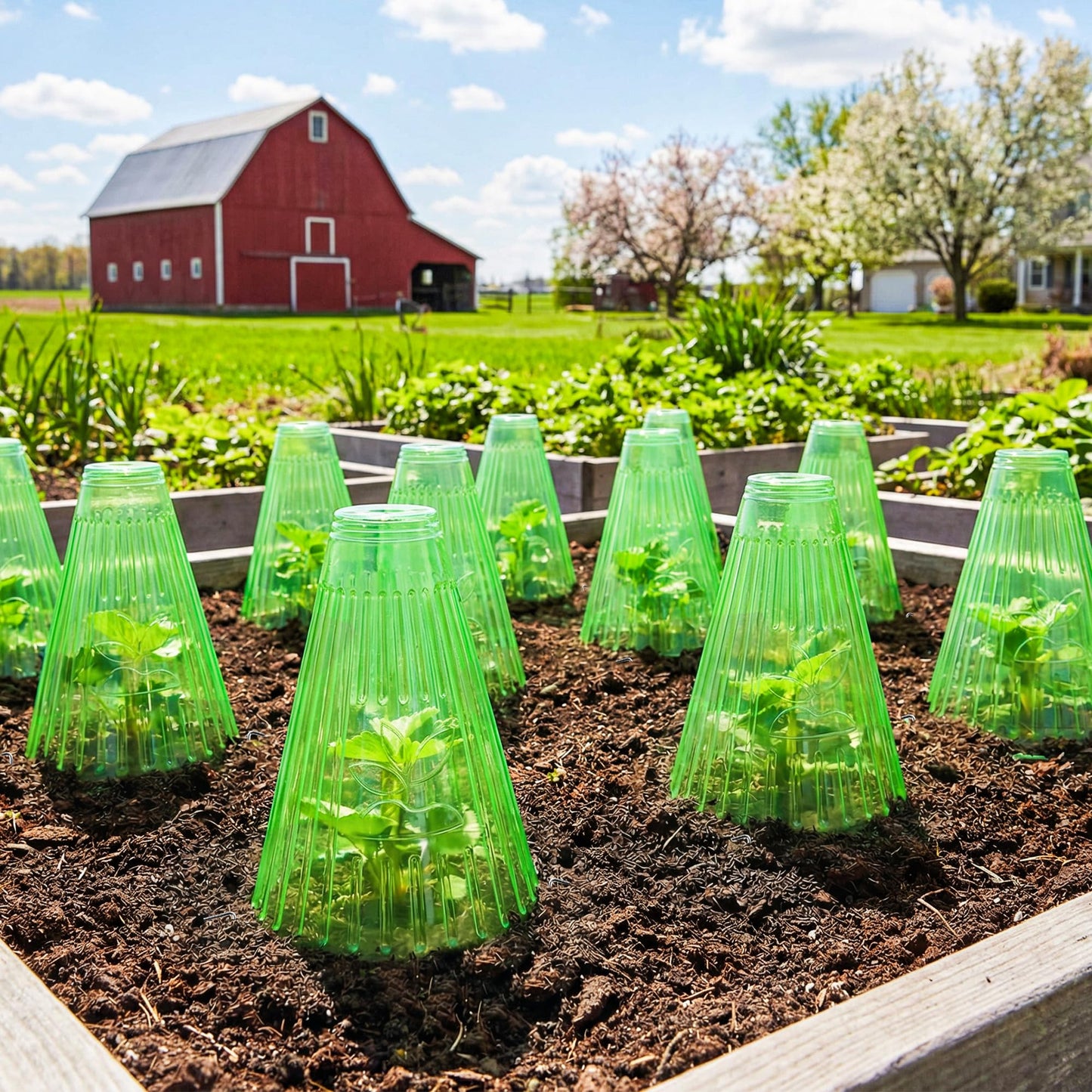UCandy Pack 20 Garden Cloches for Plants, Reusable Bell Plant Cover with Metal Stakes, Plant Protection Cloches for Potted Plants/Seedlings,Protect Plants from Sun,Birds, Frost