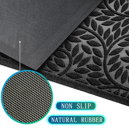Bulijojo Front Door Mat Entrance,Durable Heavy Duty Welcome Mat,Thick Absorbent Natural Rubber Non Slip Mat,Sturdy Entryway Black, 17"x30"